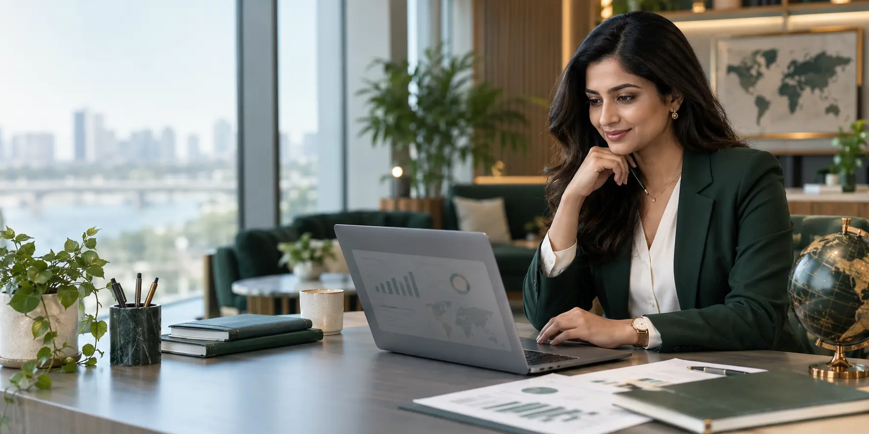 Cloud accounting professional reviewing financial reports