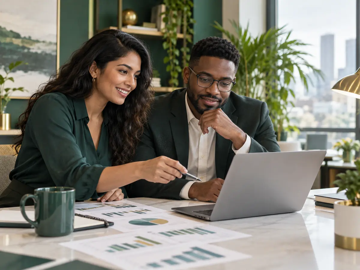 Accounting professionals collaborating with a client